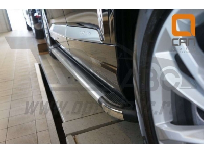 Пороги алюминивые Brilliant Black Турция для Toyota Hilux 2015-2021