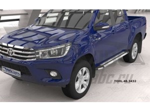 Пороги алюминиевые Brillant серебристые для Toyota Hilux № TOHL.48.3432