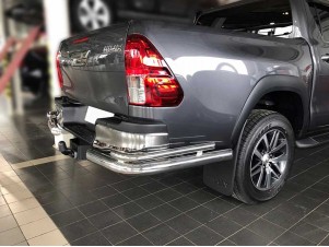 Защита заднего бампера "уголки" d-76+43 для Toyota Hilux 2015-2021 TH15_3.1